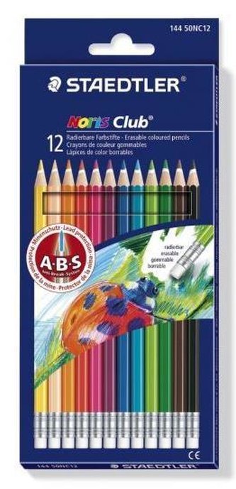 Kredki usuwalne Noris z gumką 12 kolorów STAEDTLER
