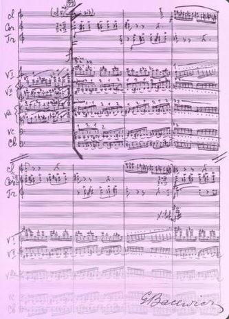 Teczka wrzosowa z motywem nut - Grażyna Bacewicz