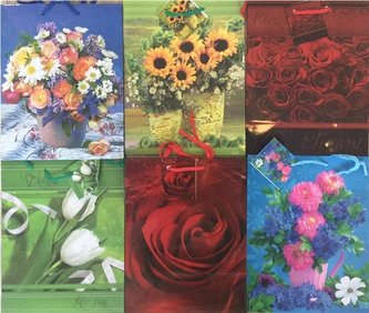 Torebka ozdobna laminowana PL-2 zestaw 44 kwiaty