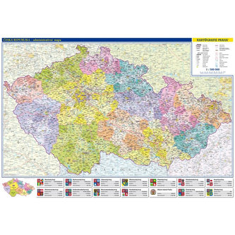 Česká republika - nástěnná administrativní mapa 1:500 tis./99x69 cm