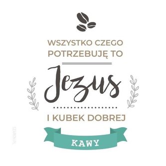 Podstawka korkowa - Jezus i kubek kawy