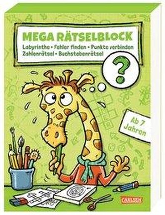 Mega Rätselblock - Labyrinthe, Fehler finden, Punkte verbinden, Zahlenrätsel, Buchstabenrätsel