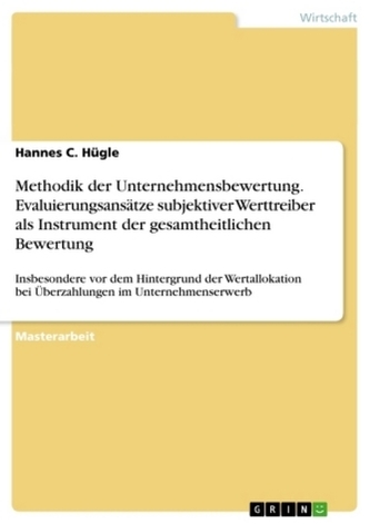 Methodik der Unternehmensbewertung. Evaluierungsansätze subjektiver Werttreiber als Instrument der gesamtheitlichen Bewertung