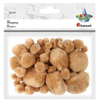 Pompony akrylowe beżowe mix rozmiarów 45szt