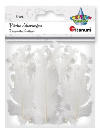 Piórka curly białe 6szt