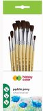 Pędzle szkolne pony mieszane 8szt HAPPY COLOR