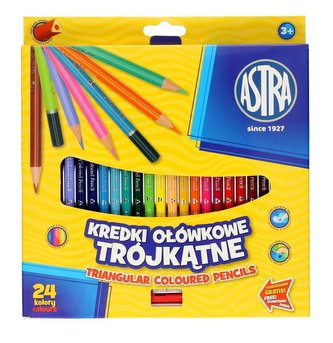 Kredki ołówkowe trójkątne 24 kolory ASTRA
