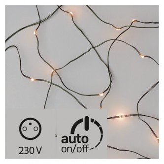 LED vánoční nano řetěz zelený, 4m, venkovní, jantarová, čas.