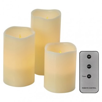 LED dekorace – 3× svíčka, 3× 3×AAA, ovladač, časovač