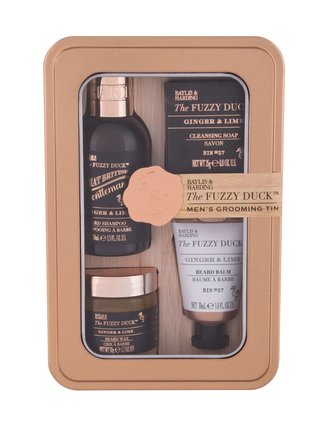Baylis & Harding The Fuzzy Duck šampon na vousy The Fuzzy Duck 100 ml + vosk na vousy The Fuzzy Duck 50 g + balzám na vousy The Fuzzy Duck 30 ml + čisticí mýdlo na obličej The Fuzzy Duck 25 g