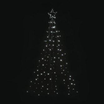 LED vánoční kovový strom, 180cm, venkovní, stud. bílá, čas.