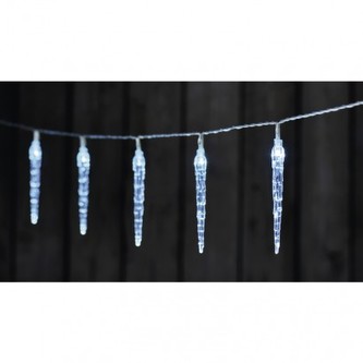 LED vánoční girlanda – 10× rampouch, 2× AA, stud.b., časovač