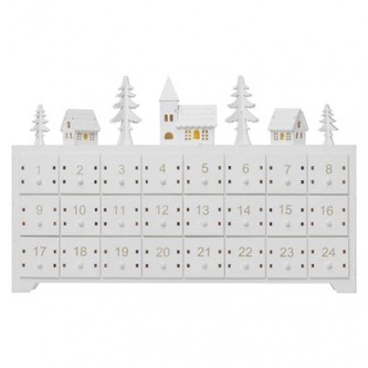 LED adventní kalendář, 37×23cm, 2× AA, vnitřní, teplá bílá