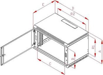 Rack Triton 19\" jednodílný 6U/400mm plechové dveře, šedý