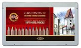 Koh-i-noor kriedy prašné umelecké v ceruzke GIOCONDA súprava 12 ks v plechovej krabičke
