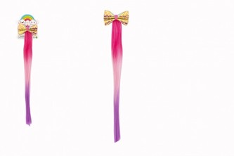 Spona do vlasov mašľa s dúhovým príčeskom plast/kov 7x38cm v sáčku