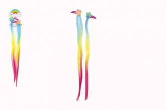 Spona do vlasov 2ks hviezdička s dúhovým príčeskom plast/kov 3x35cm v sáčku