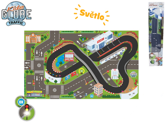 Koberec dopravní okruh 120x72cm na baterie se světlem v krabičce