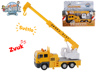 Žeriav kov 15cm na spätný chod na batérie so svetlom a zvukom v krabičke