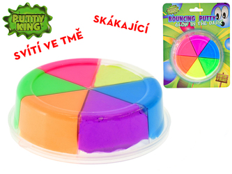 Skákajúca hmota farebná svietiaca v tme 6ks na karte