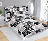 Povlečení bavlněné - patchwork šedočerný - 140x200, 70x90