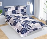 Povlečení bavlněné - patchwork tm.modrý - 140x220, 70x90