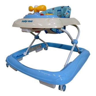 Dětské chodítko Baby Mix s volantem a silikonovými kolečky modré Dětské chodítko Baby Mix s volantem a silikonovými kolečky modré