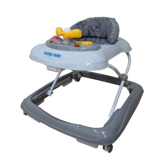 Dětské chodítko Baby Mix s volantem a silikonovými kolečky tmavě šedý Dětské chodítko Baby Mix s volantem a silikonovými kolečky tmavě šedý