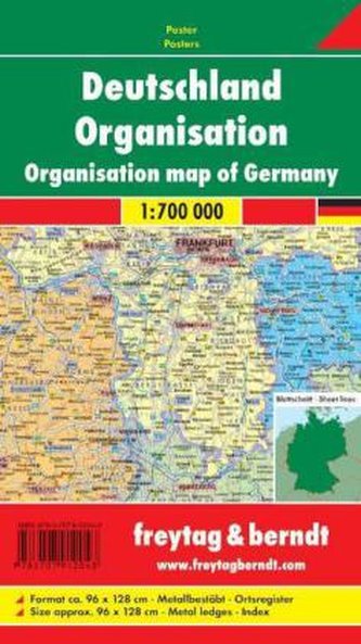 Freytag & Berndt Poster Deutschland, Organisation, mit Metallstäben. Organisation map of Germany