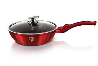 Panvica Berlingerhaus hlboká s mramorovým povrchom a pokrievkou 24 cm Burgundy Metallic Line BH-1259