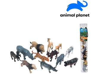 Zvířátka v tubě - safari,  4 - 8 cm, mobilní aplikace pro zobrazení zvířátek, 12  ks