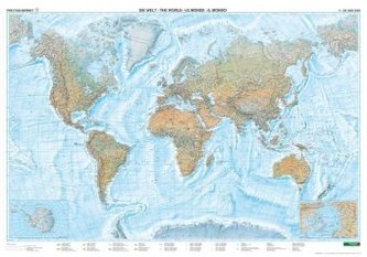 Freytag & Berndt Poster Welt Physisch Meeresrelief, mit Metallstäben
