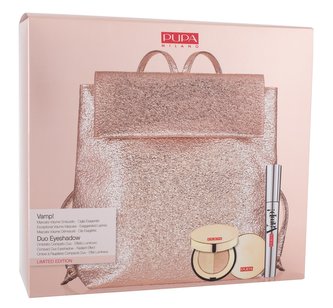 Pupa Vamp! řasenka Vamp! 9 ml + oční stíny Compact Duo Eyeshadow 3 g 001 + batoh