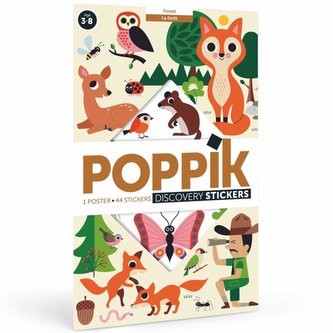 Poppik Samolepkový plakát vzdělávací - Lesní zvířata