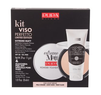 Pupa Extreme Matt make-up Extreme Matt Compact Powder Foundation SPF20 11 g + pleťová maska Maschera Peel-Off Pore Perfecting Mask 30 ml