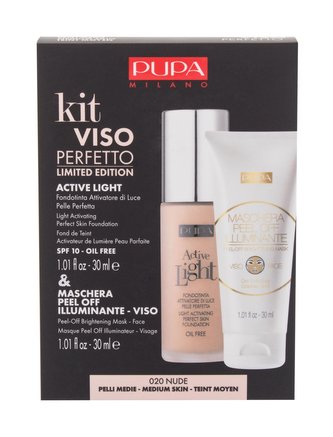 Pupa Active Light make-up Active Light Perfect Skin Foundation SPF10 30 ml + pleťová maska Maschera Peel-Off Brightening Mask 30 ml