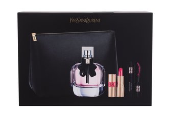 Yves Saint Laurent Mon Paris parfémovaná voda 90 ml + řasenka Mascara Volume Effet Faux Cils The Curler 2 ml No.1 + rtěnka Rouge Volupté Shine 1,4 ml No.49 + kosmetická taštička