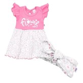 Kojenecké letní bavlněné šatičky s čelenkou New Baby Happy Flower tmavě růžové - velikost 68 (4-6m)