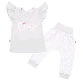 2-dílná kojenecká bavlněná souprava New Baby Happy Flower šedá - velikost 80 (9-12m)
