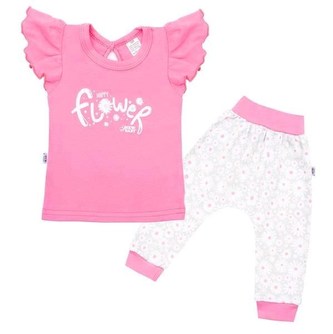 2-dílná kojenecká bavlněná souprava New Baby Happy Flower tmavě růžová - velikost 62 (3-6m)