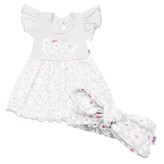 Kojenecké letní bavlněné šatičky s čelenkou New Baby Happy Flower šedé - velikost 56 (0-3m)
