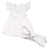 Kojenecké letní bavlněné šatičky s čelenkou New Baby Happy Flower šedé - velikost 74 (6-9m)