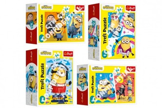 Minipuzzle 54 dílků Mimoni/Padouch přichází 4 druhy v krabičce 9x6,5x4cm 40ks v boxu