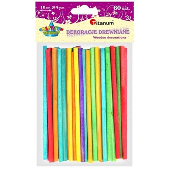 Drewniane patyczki ogkrągłe 4x100mm mix 60szt