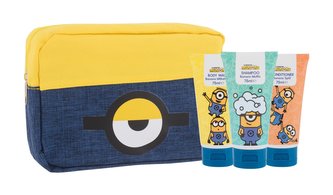 Minions Bath Essentianls sprchový gel Minions Body Wash Banana Milkshake 75 ml + šampon Minions Shampoo Banana Muffin 75 ml + kondicionér Minions Conditioner Banana Split 75 ml + kosmetická taštička