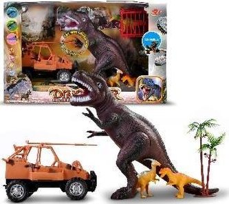 Zestaw dinozaurów z samochodem