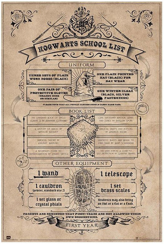 Plakát Harry Potter: Hogwarts School List (61 x 91,5 cm 150g)