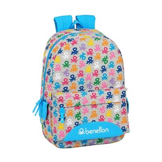 Školní batoh Benetton: Logo vzor 12052 (objem 19 litrů|30 x 46 x 14 cm) šedý polyester
