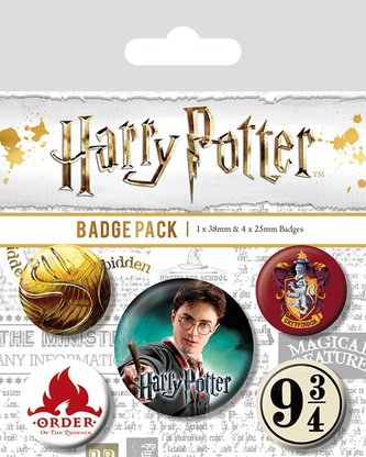 Placky Harry Potter: Erb Nebetier - Gryffindor set 5 kusov (25 mm|38 mm)