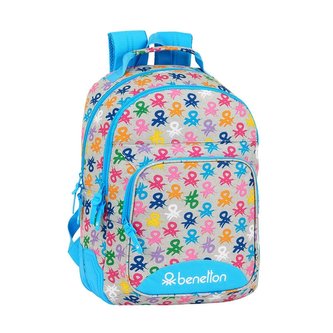 Školní batoh Benetton: Logo vzor 12052 (objem 20 litrů|32 x 42 x 15 cm) šedý polyester